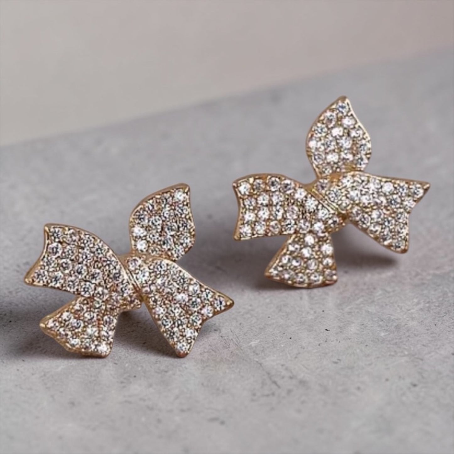 Gold Ribbon Bling Earrings
