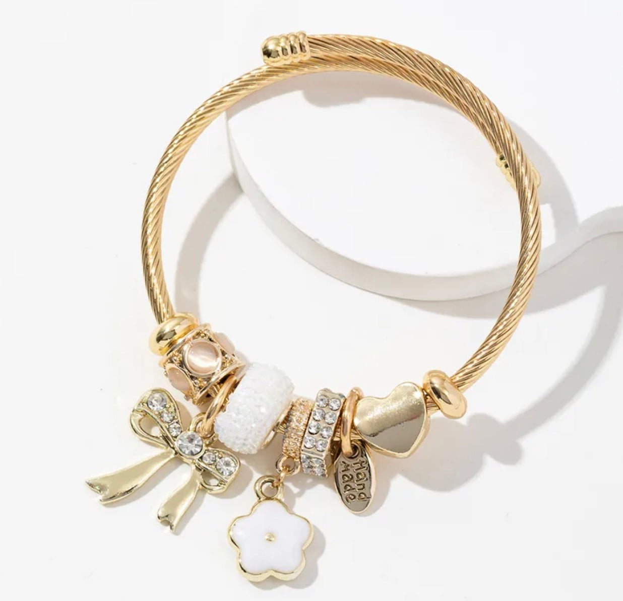 Blinged Bow Bracelet - White