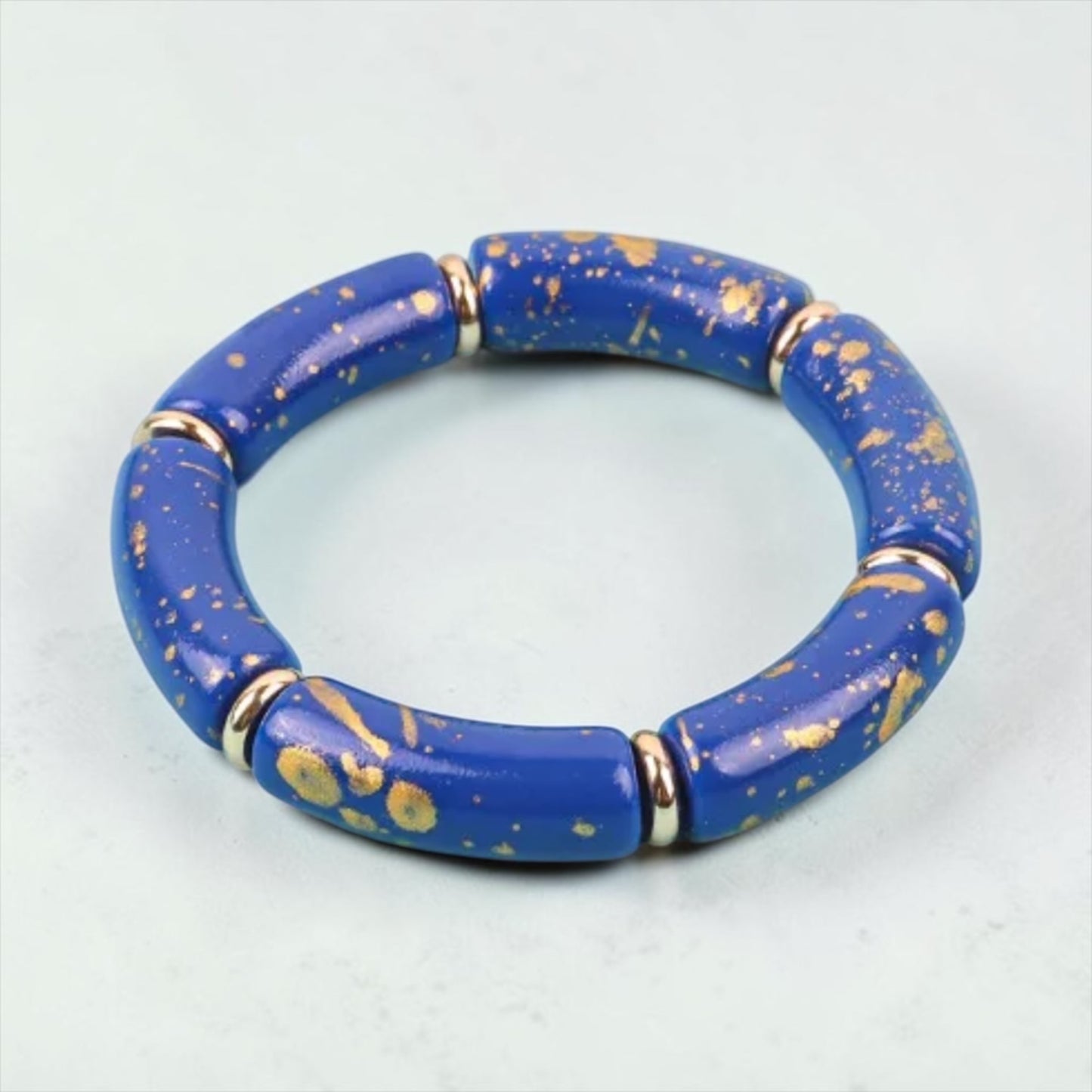 Colorful Gold Flakes Bangle - Blue
