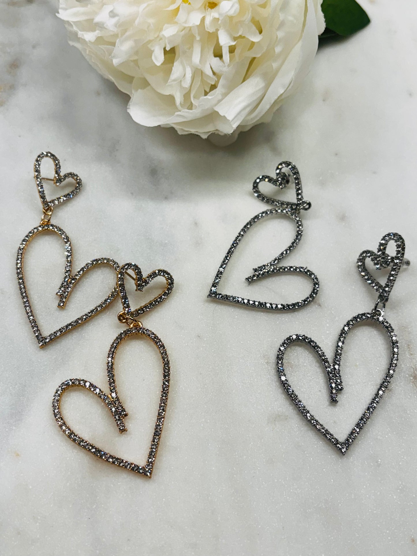 Double Bling Hearts - Silver