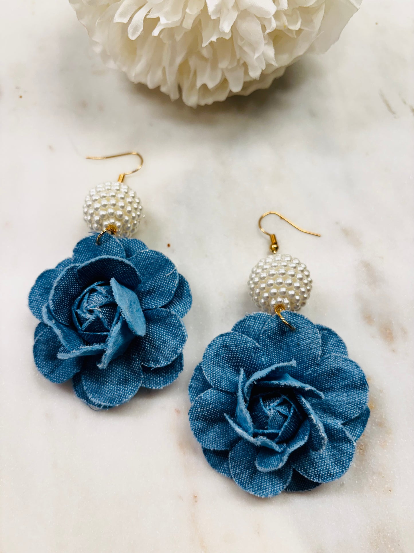 Denim & Pearls Earrings