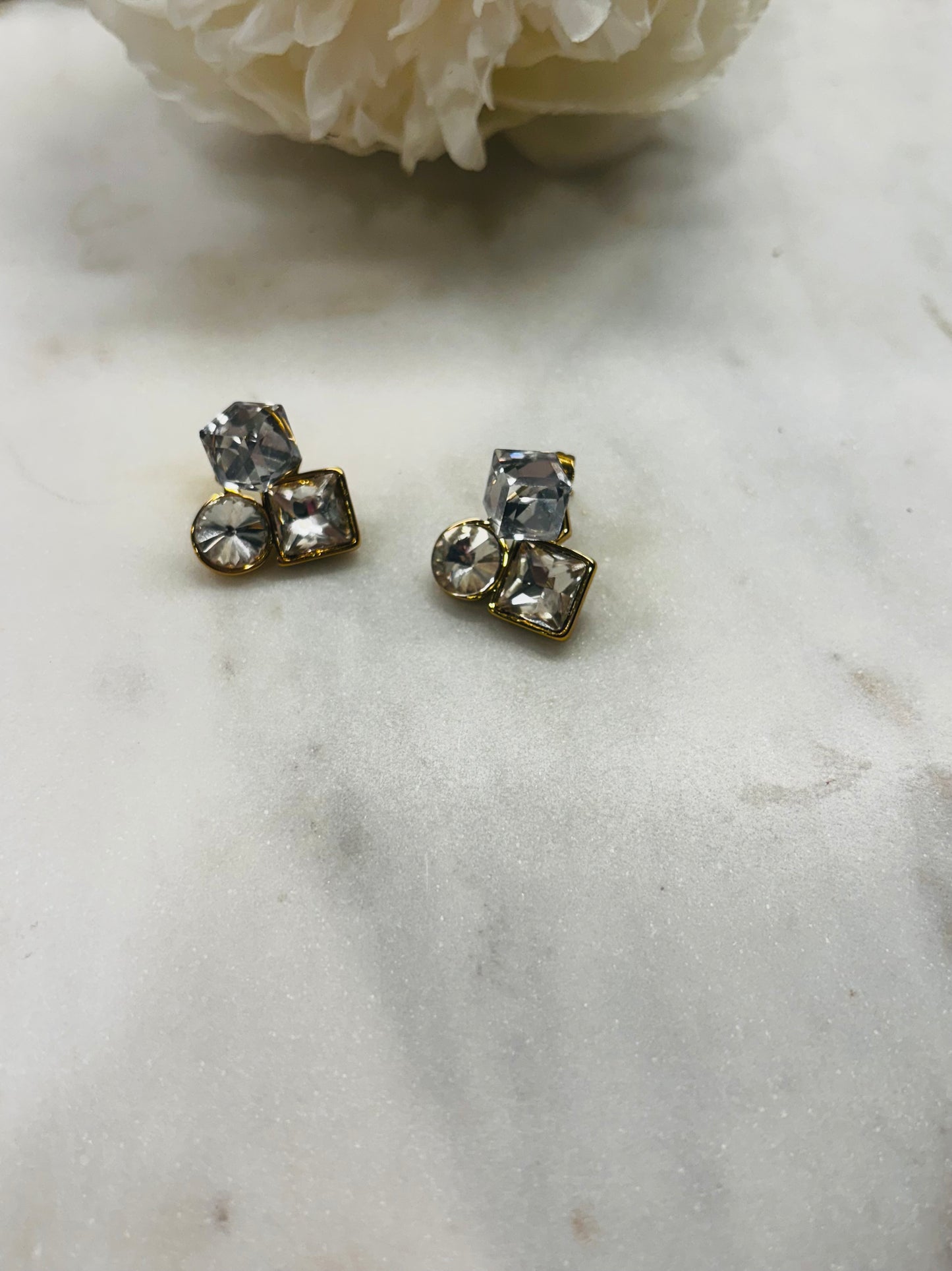 White Bling Drop Stainless Steel Earrings - White Bling