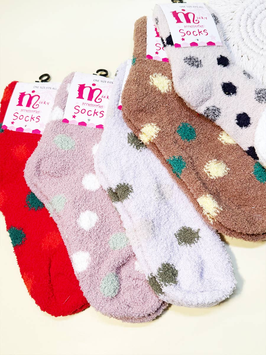Polka Dot Winter Fuzzy Socks