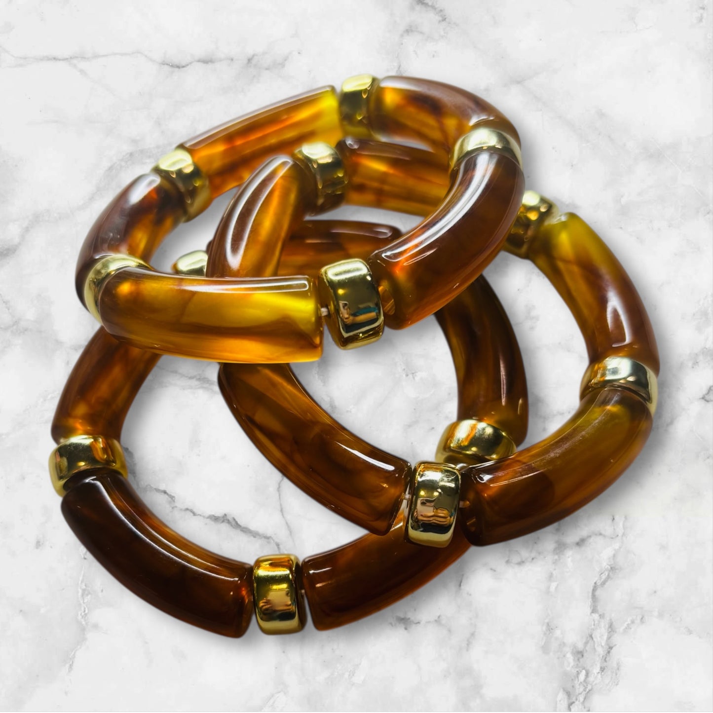 Three's A Charm Bangle Bracelets - Brown