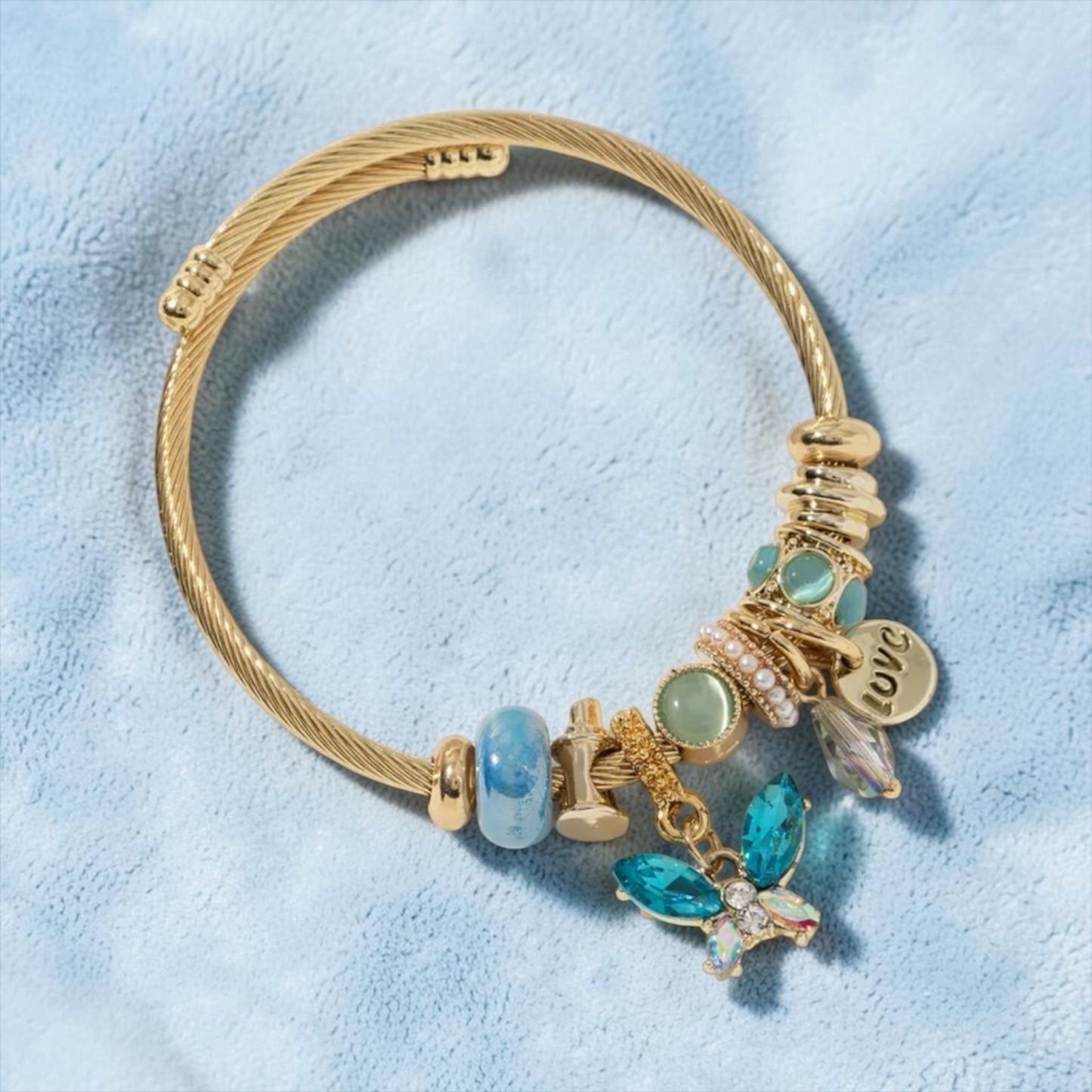 Bling Butterfly Bracelet - Light Blue