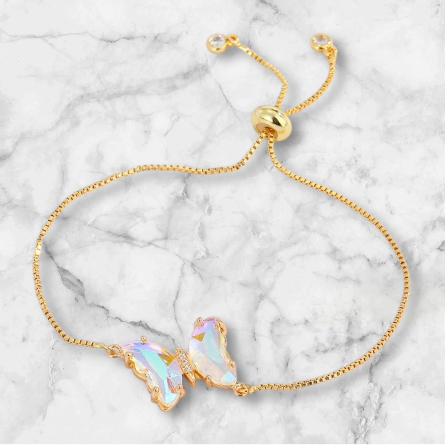 Pull Butterfly Bracelet - Iridescent White