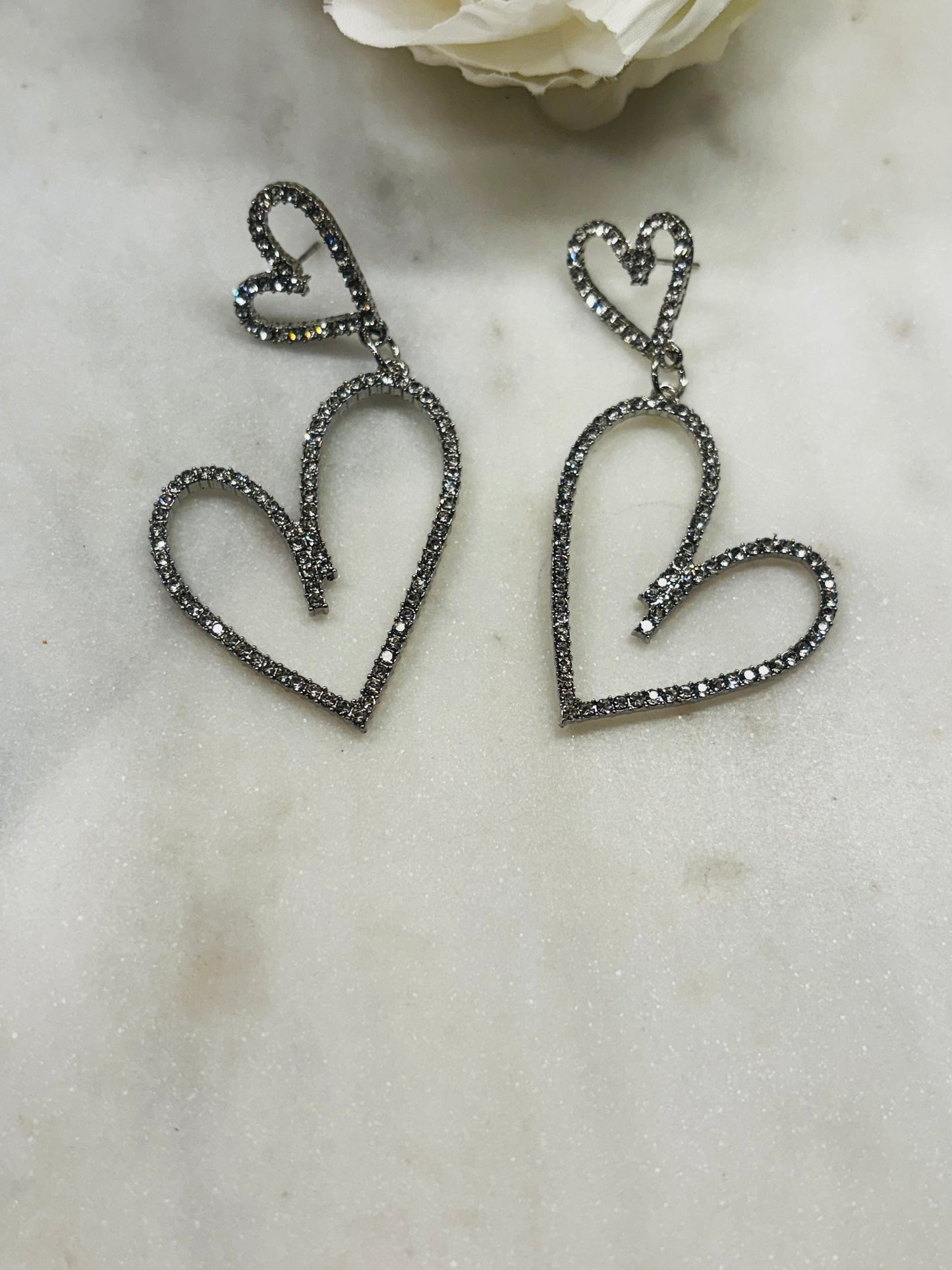 Double Bling Hearts - Silver