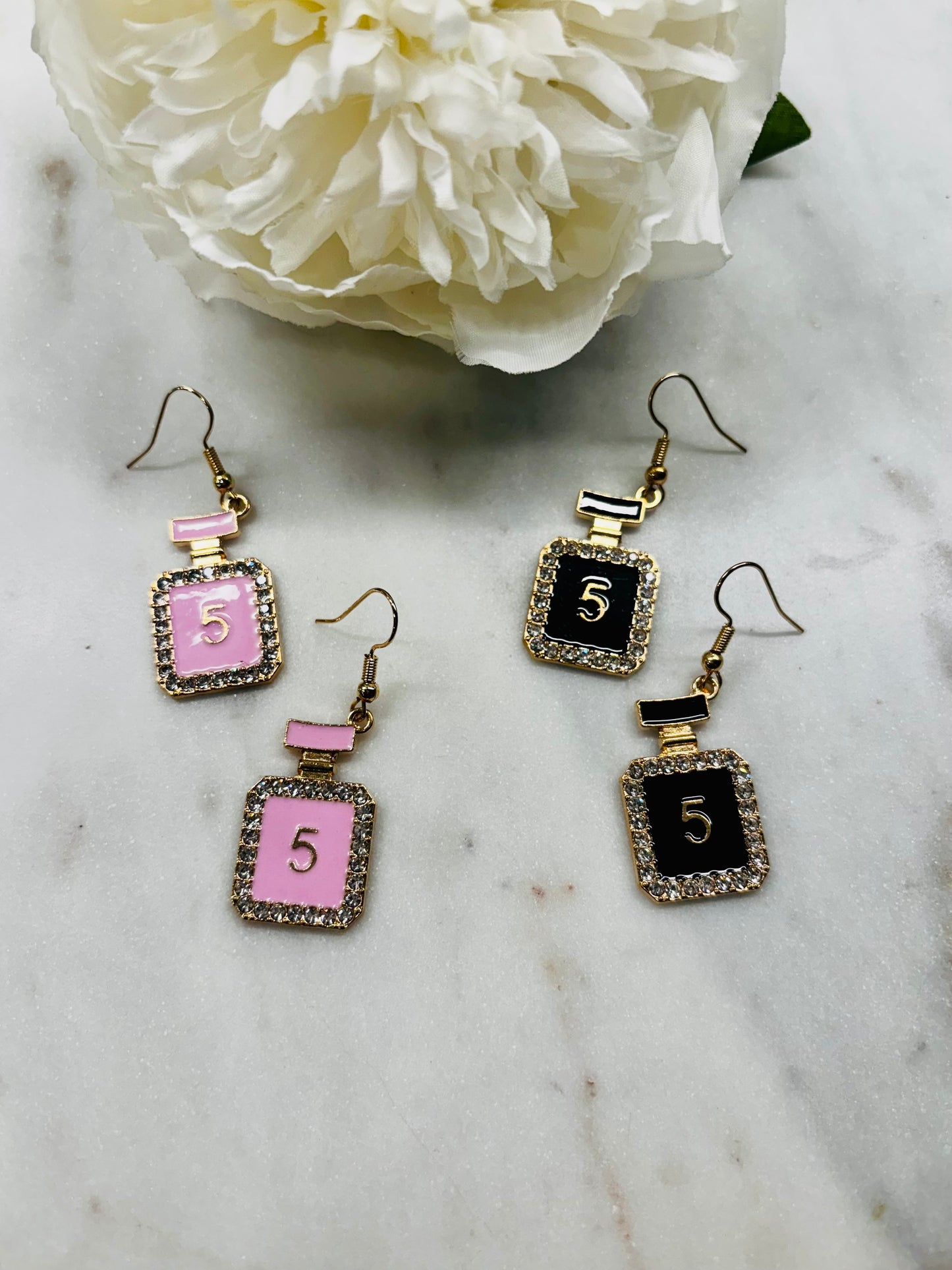 Number 5 Earrings - Pink
