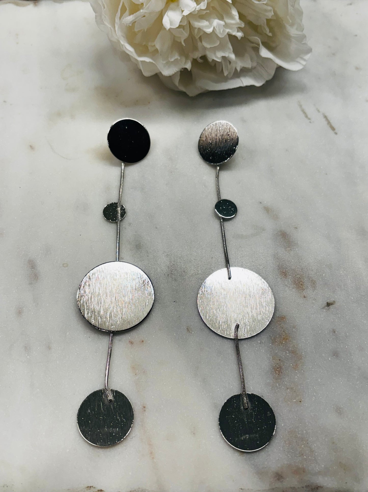 Four Circle Drop Earrings - Silver