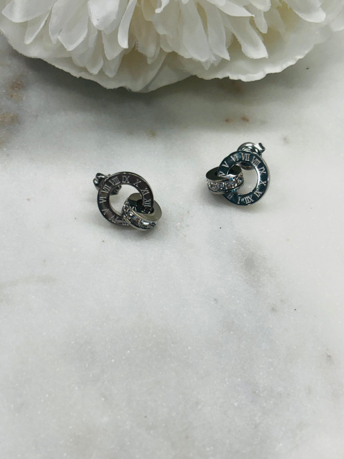 Roman Stainless Steel Earrings - Silver