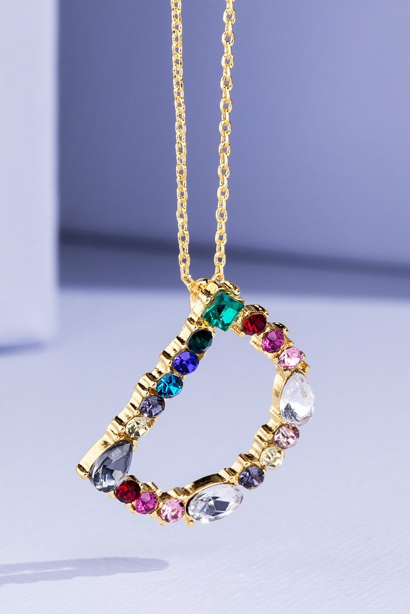 D Rhinestone Initial Necklace