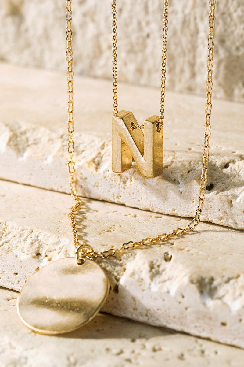 Multi Layer Initial Necklace - N