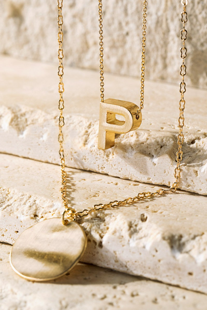 Multi Layer Initial Necklace - P