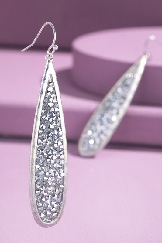 Sparkle Drop Earrings - Silver