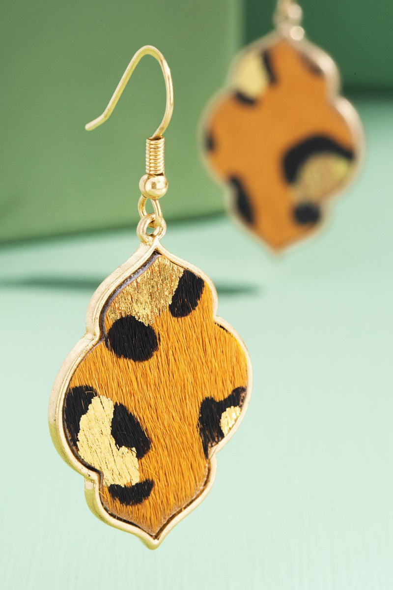 Genuine Leather Leopard Foil Earrings