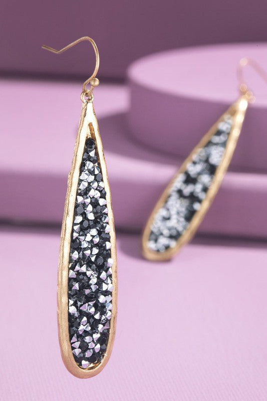 Sparkle Drop Earrings - Black