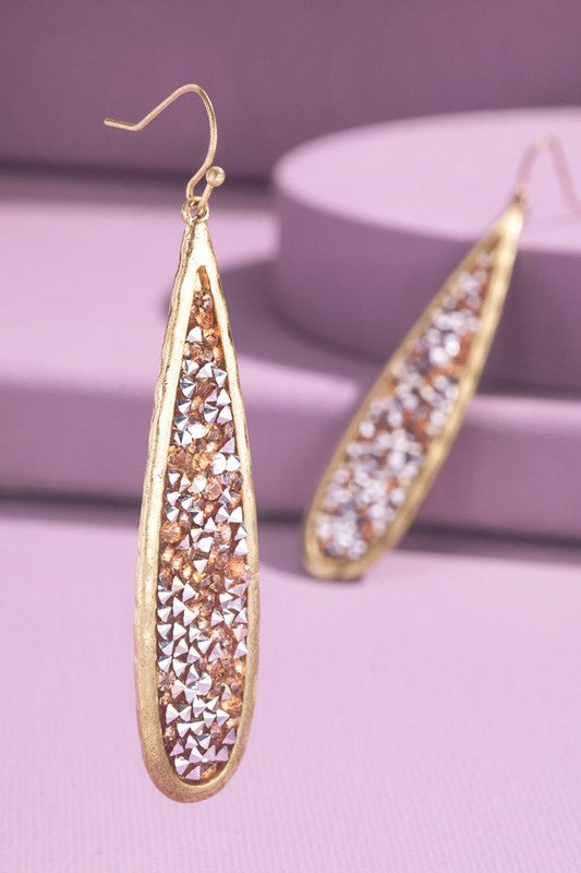 Sparkle Drop Earrings - Peach