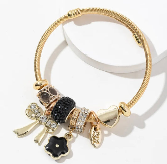 Blinged Bow Bracelet - Black