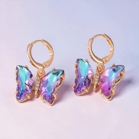 Bling Butterfly Earrings - Light Purple