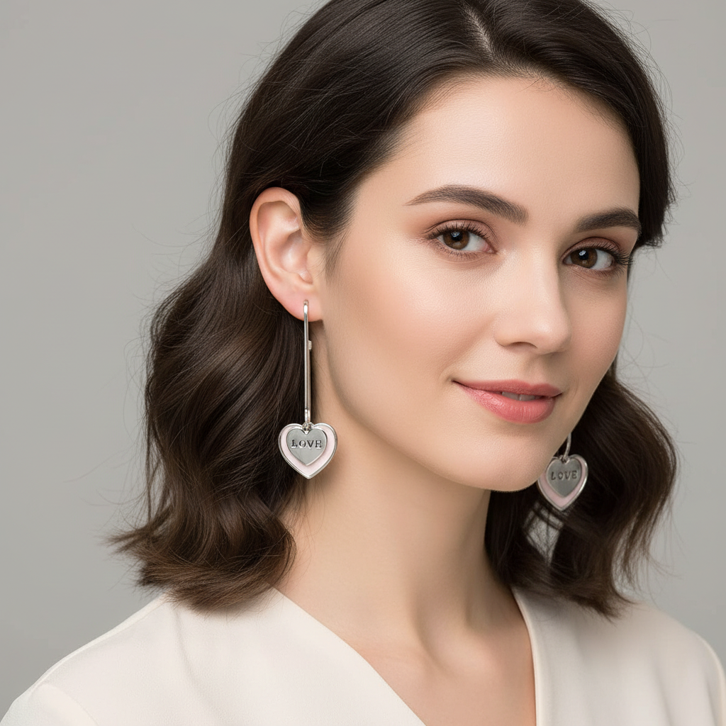 Love In Heart Earrings - Silver