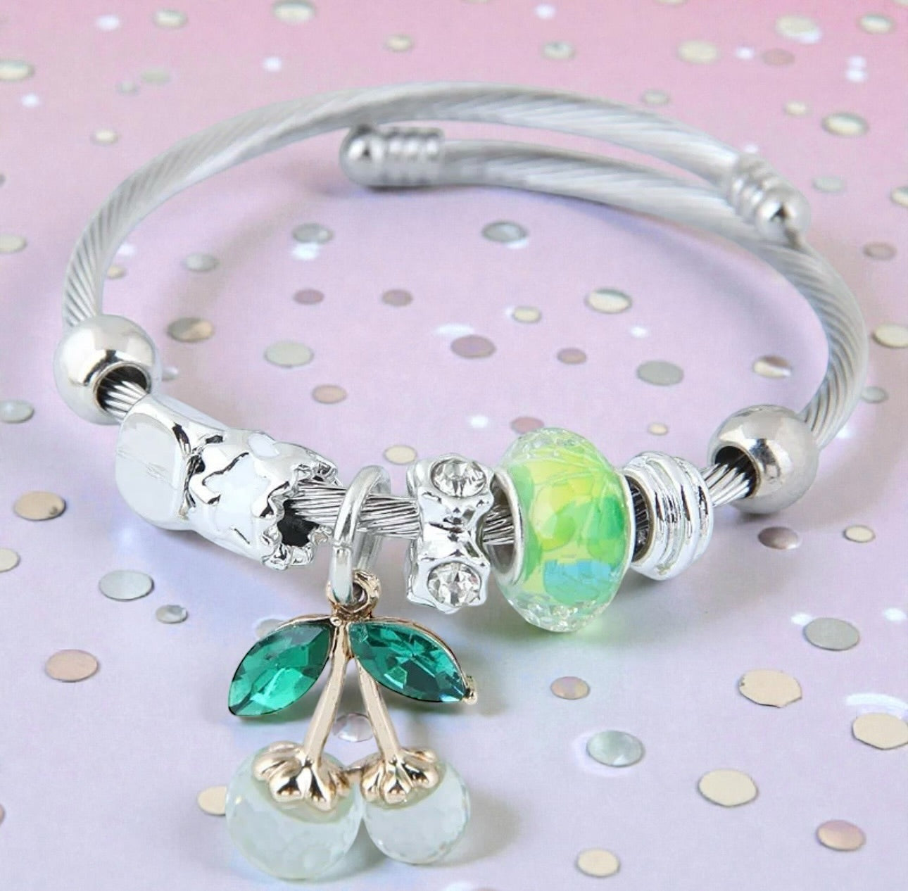 Cherries On Top Bracelet - Green