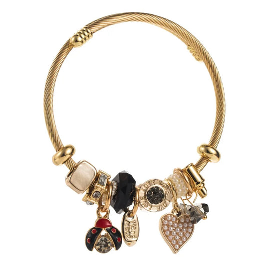 Lady I Am Ladybug Bracelet - Black/Gold