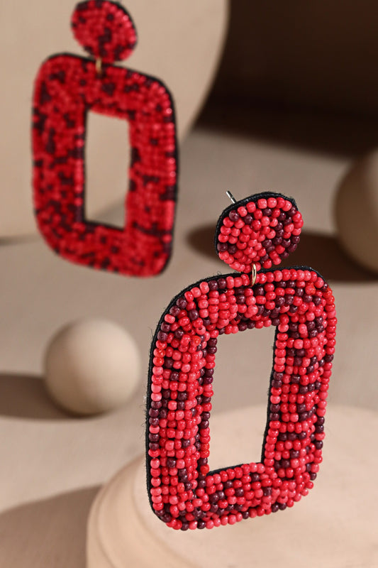 Rectangle Time Earrings - Red Multi