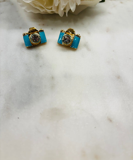 Lights, Camera, Action Earrings -Blue