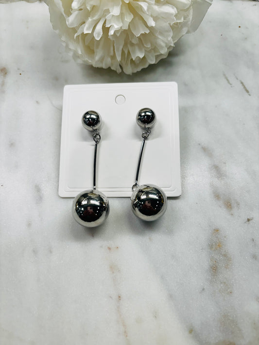 High Ball Earrings - Silver