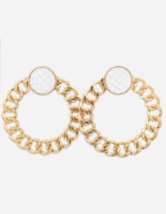 My Chained Hoops Earrings - White