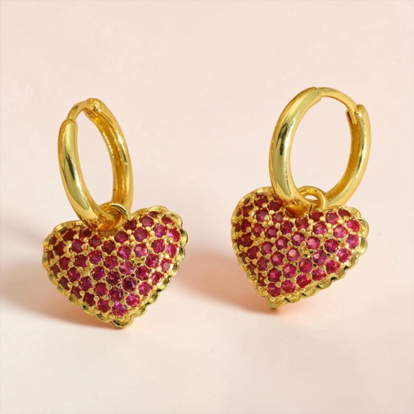 Mini Love Bling Earrings - 18K gold plated - Pink