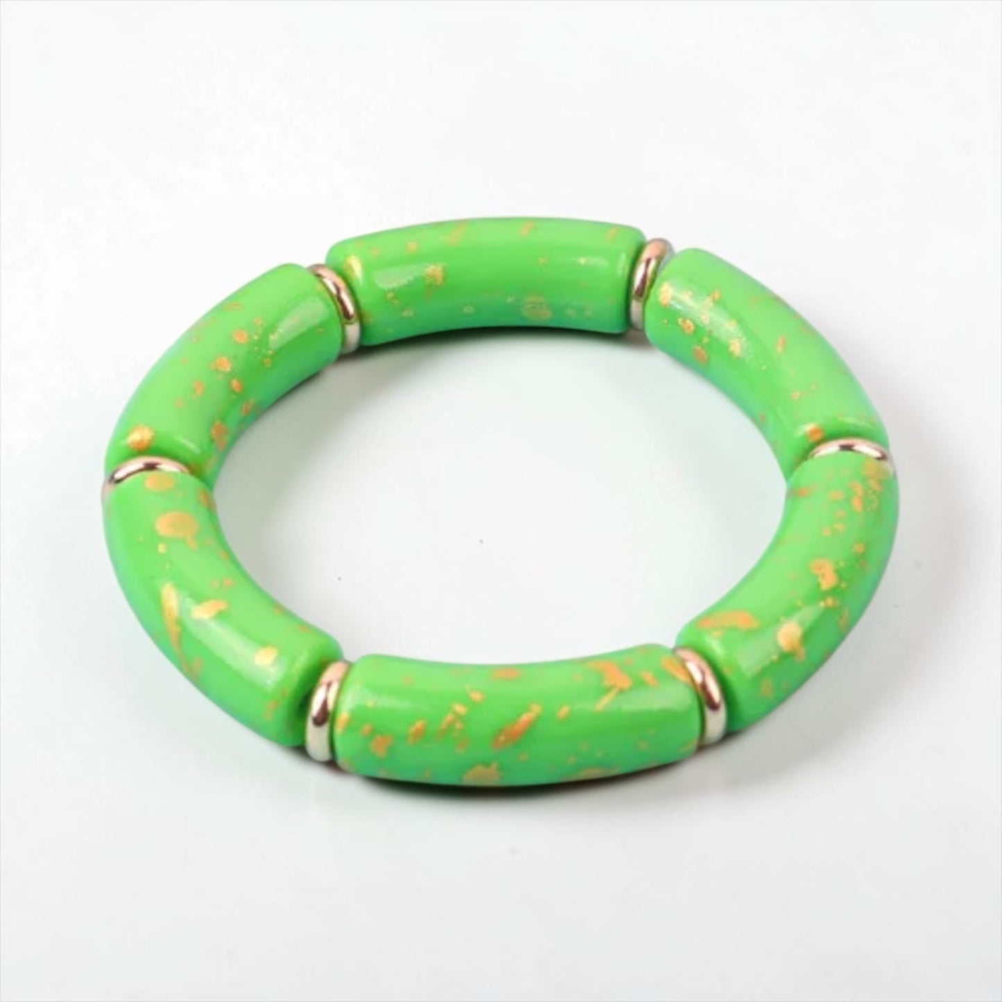 Colorful Gold Flakes Bangle - Green