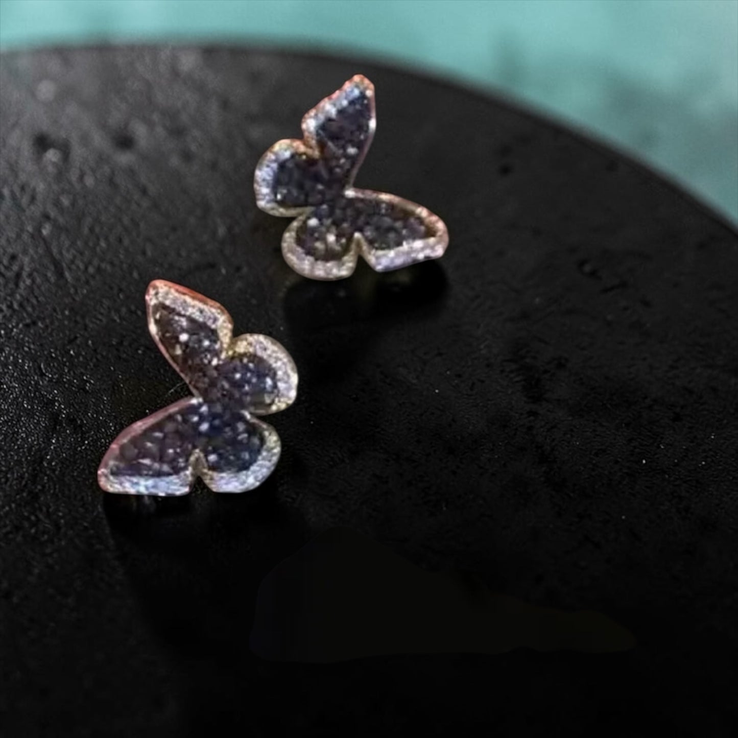 Black Butterfly Bling Earrings