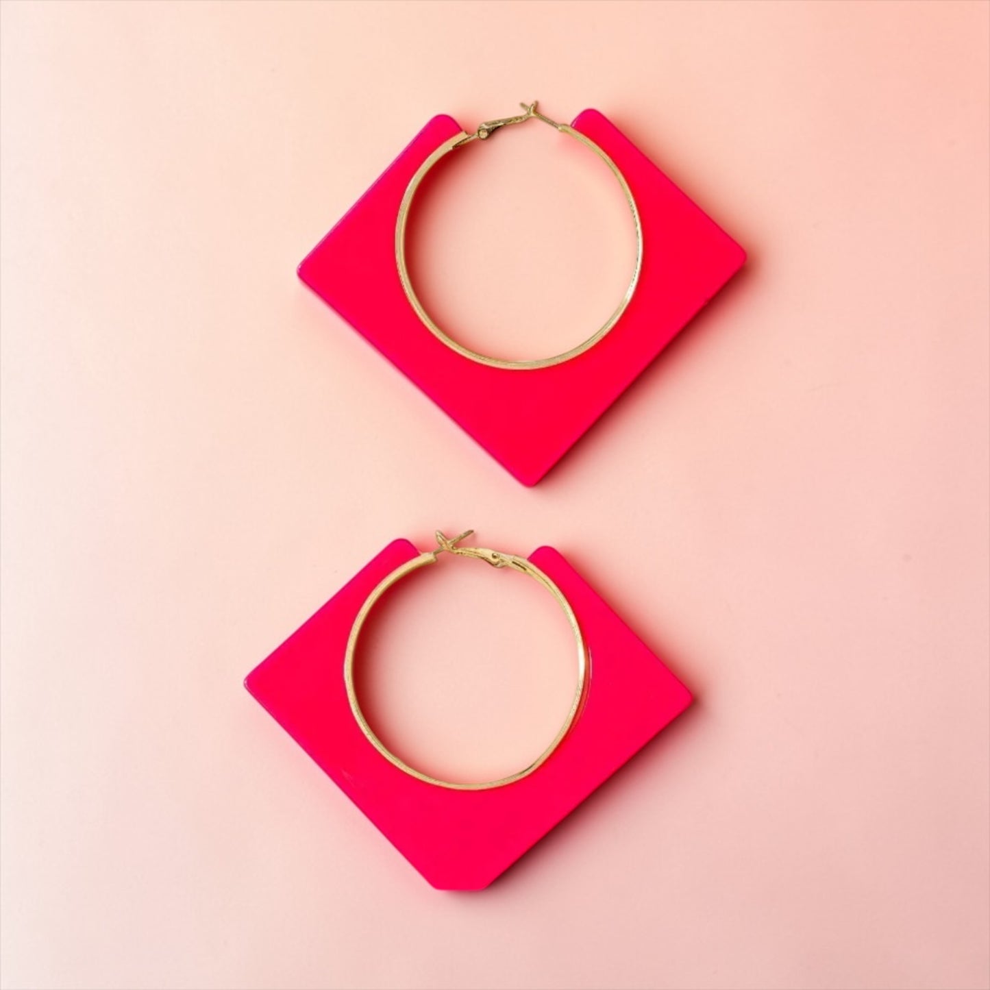 Square Business Earrings - Pink