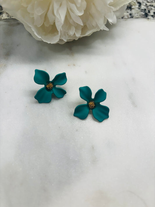 Petal Love Earrings - Teal