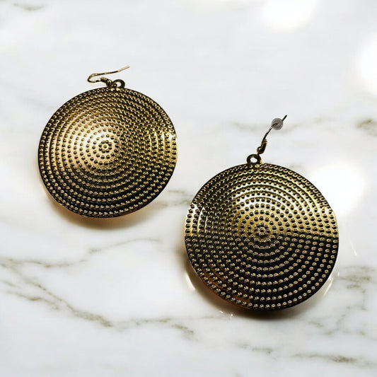 Medallion Gold Hoops