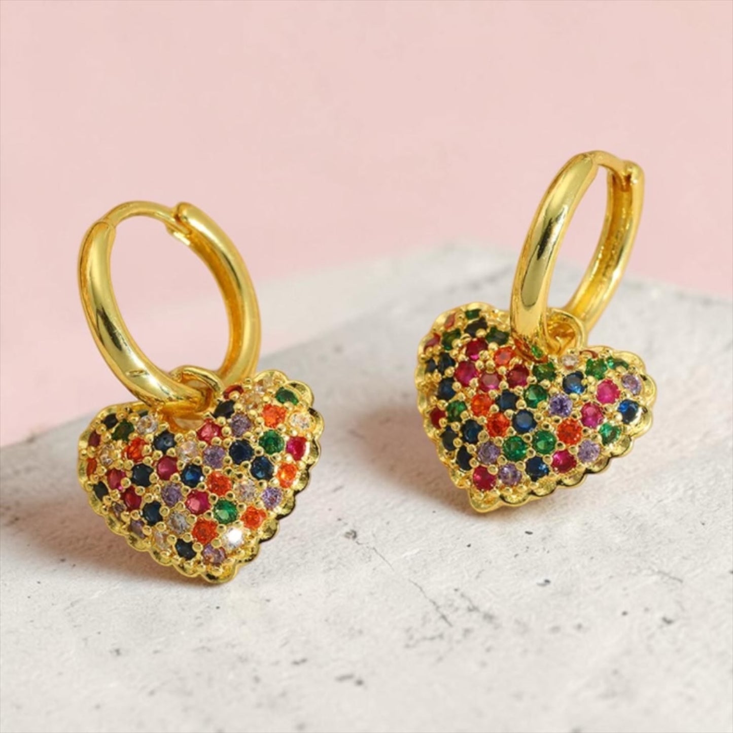 Mini Love Bling Earrings - 18K gold plated - Multicolor