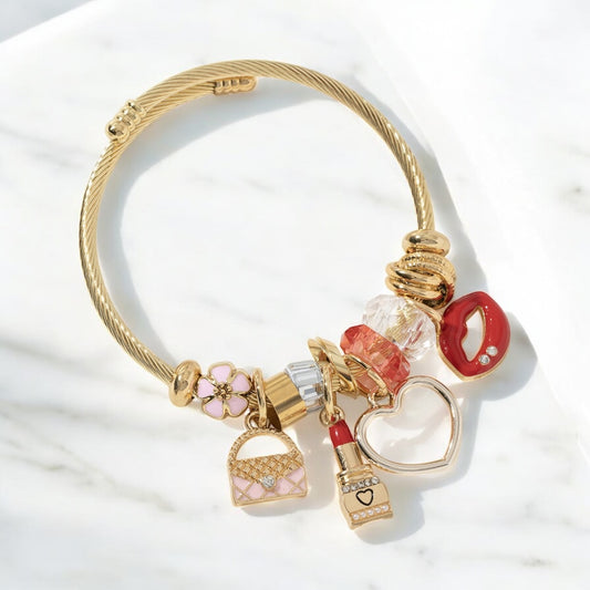 I Am That Girl Bracelet -Gold/Pink Purse