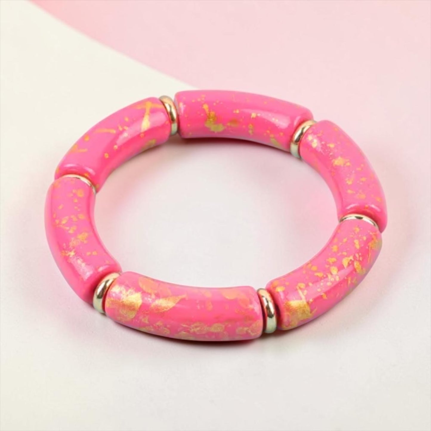 Colorful Gold Flakes Bangle - Pink