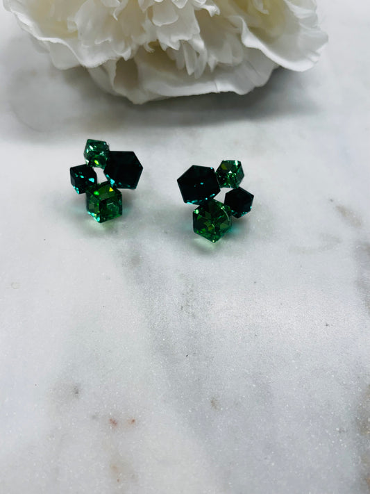 Cube Sense Earrings - Green