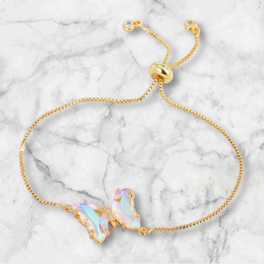 Pull Butterfly Bracelet - Iridescent White