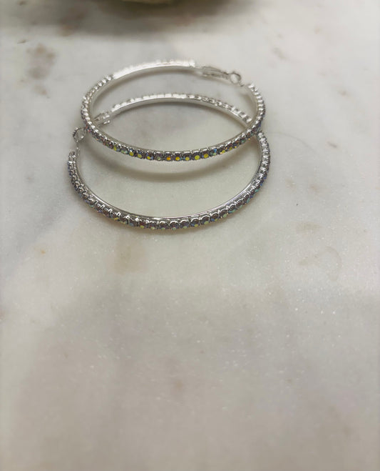 Hoop Girl Silver Rhinestone Hoops
