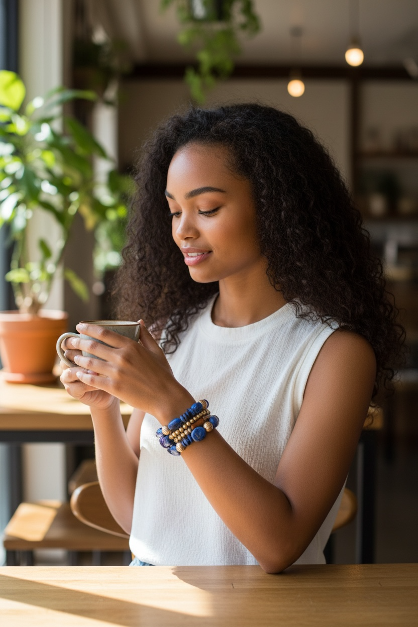 Spring Ready Beaded Wrap Around Bracelets - Blue