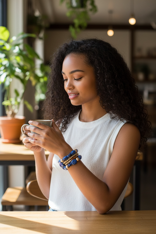 Spring Ready Beaded Wrap Around Bracelets - Blue
