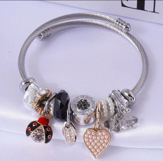 Lady I Am Ladybug Bracelet - Black/Silver