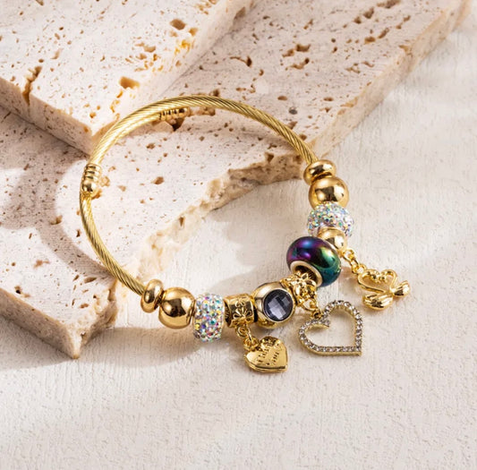 Double Swan Rhinestone Heart Bracelet