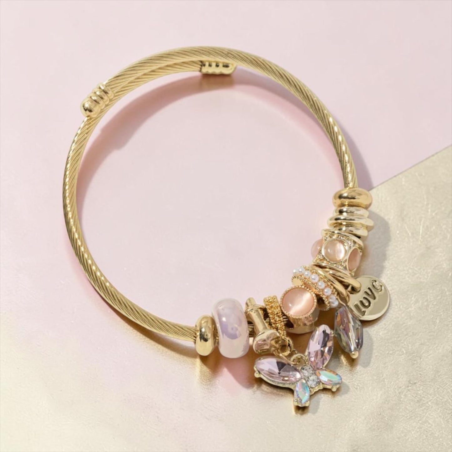 Bling Butterfly Bracelet - Light Pink