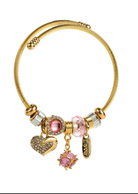 Love Bling Bracelet - Pink/Gold
