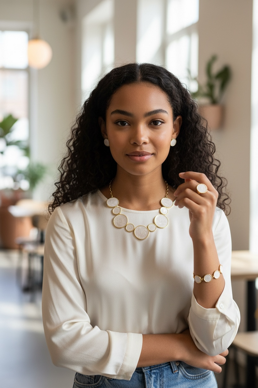 Corporate Baddie Four Piece Necklace Set - White