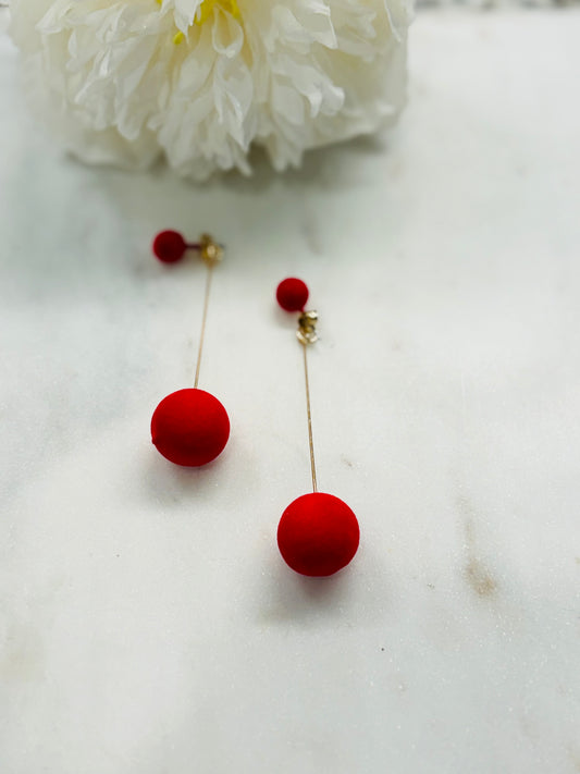 Ball of Fun Earrings - Red